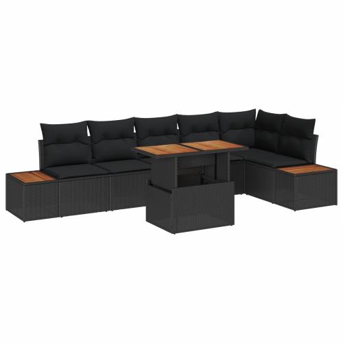 Vrtna garnitura - 7-dijelni set vrtnih sofa s jastucima Crni Poli Ratan Cijena