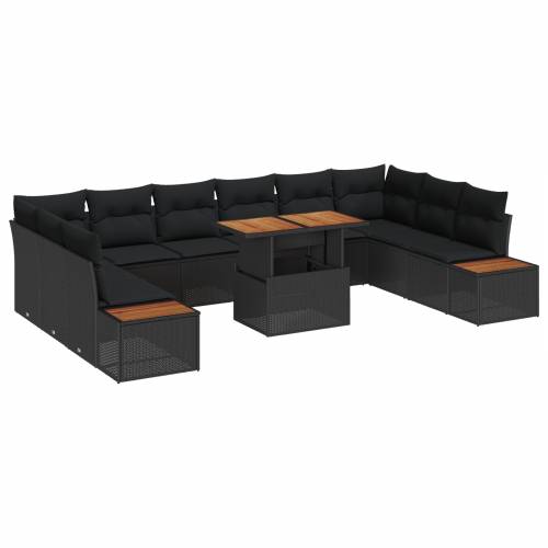 set vrtnih sofa od 11 dijelova sa jastučićima crni poli ratan Cijena