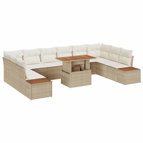 set vrtnih sofa od 11 komada s jastučićima bež poli ratan Cijena
