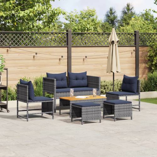 Set vanjskih sofa Siva i plava Ratan s metalnim okvirom Standard Cijena