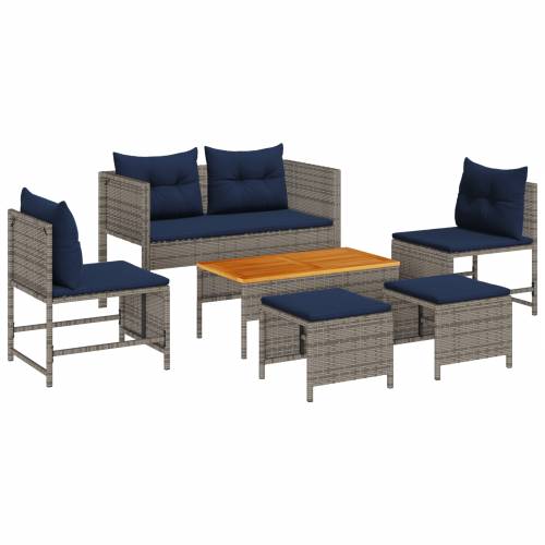 Set vanjskih sofa Siva i plava Ratan s metalnim okvirom Standard Cijena