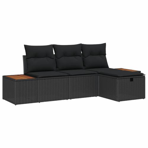 set vrtnih sofa od 4 dijela s jastučićima crni poli ratan Cijena