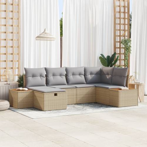set od 6 komada vrtnih sofa s jastučićima bež poli ratan Cijena