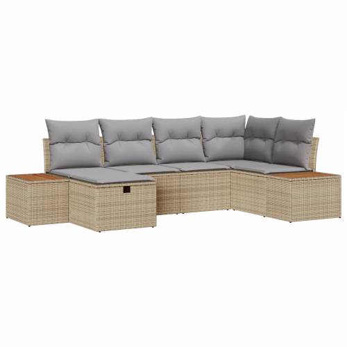 set od 6 komada vrtnih sofa s jastučićima bež poli ratan Cijena