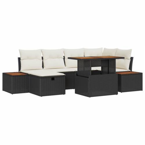 set vrtnih sofa na 7 dijelova s jastučićima Crni Poli Ratan Akacija Cijena