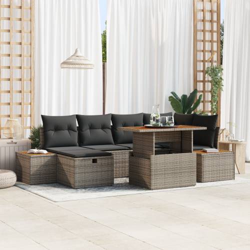 set vrtnih sofa s jastucima siva poliratan acacia Cijena