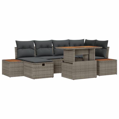 set vrtnih sofa s jastucima siva poliratan acacia Cijena