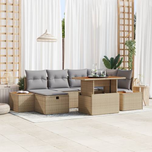 Set vrtnih sofa s jastučićima - Bež, poli ratan, akacija Cijena
