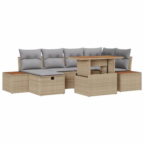 Set vrtnih sofa s jastučićima - Bež, poli ratan, akacija Cijena