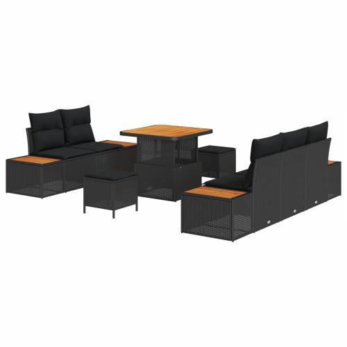 Set vrtnih sofa od 8 komada s jastučićima Crni Poli Ratan Akacija Cijena