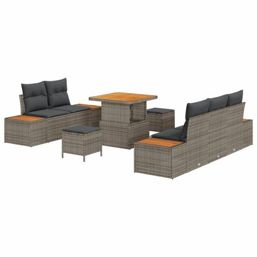 Set od 8 komada vrtnih sofa s jastučićima Siva Poli Ratan Akacija Cijena