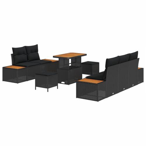 set vrtnih sofa od 8 dijelova s jastučićima Crna Poli Ratan Akacija Cijena