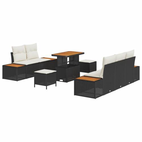 8-dijelni set sofa za vrt s jastučićima crna poliratan akacija Cijena