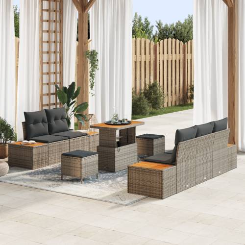 8 komada vrtni sofa set s jastučićima siva poli ratan akacija Cijena