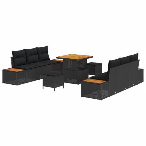 9 komada vrtni sofa set s jastučićima crni poli ratan akacija Cijena
