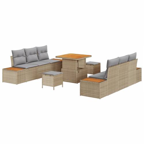 Set od 9 komada vrtnih sofa s jastučićima Bež poli ratan akacija Cijena