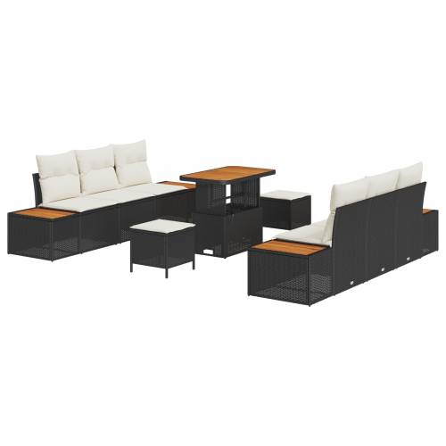 9 komada vrtni set sofa s jastučićima crni poli ratan akacija Cijena