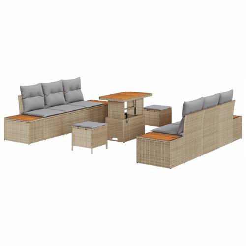 9-dijelni vrtni sofa set s jastučićima Bež poli ratan akacija Cijena