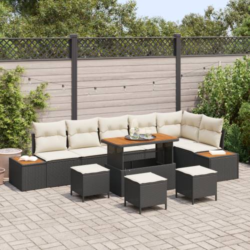 10-komadni Vrtni Sofa Set s Jastučićima Crni Poli Ratan Akacija Cijena