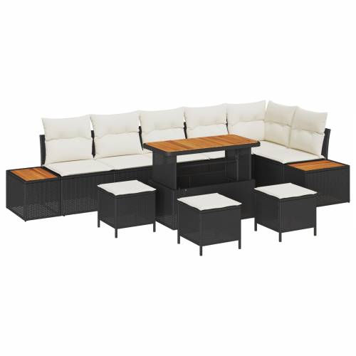 10-komadni Vrtni Sofa Set s Jastučićima Crni Poli Ratan Akacija Cijena