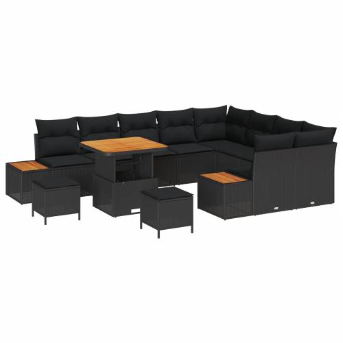 set od 12 komada vrtnih sofa s jastučićima Crni poli ratan akacija Cijena