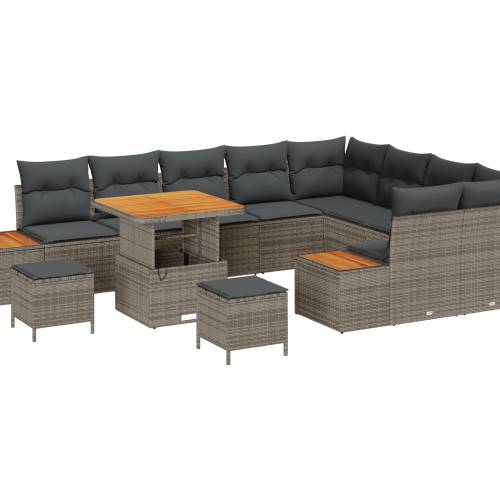 set vrtnih sofa s 12 dijelova s jastučićima sivi poli ratan akacija Cijena
