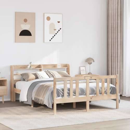 Okvir za krevet s uzglavljem 135 x 190 cm od masivne borovine - Smeđa 135 x 190 cm Cijena