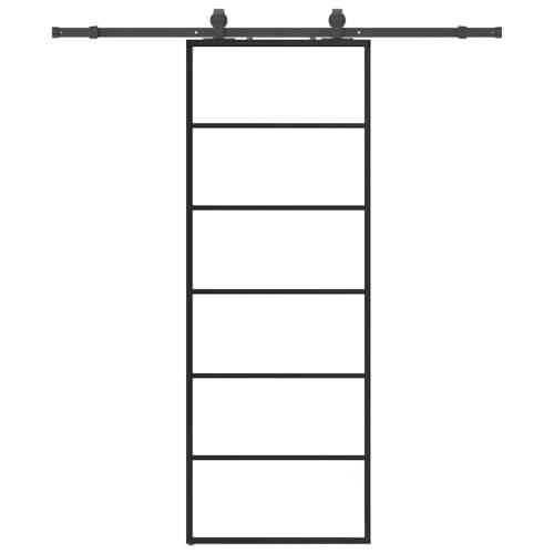 Klizna vrata s priborom crna 76 x 205 cm od ESG stakla - 5 vodoravnih šipki 76 x 205 cm (klizna vodilica od 183 cm) 1 Cijena