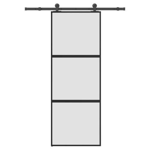 Klizna vrata s priborom 76 x 205 cm kaljeno staklo i aluminij - 76 x 205 cm (152.5 cm) 1 2 vodoravne šipke matt Cijena