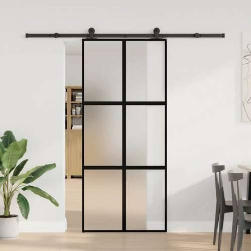 Klizna vrata s priborom 90 x 205 cm kaljeno staklo i aluminij - 90 x 205 cm (213.5 cm) 1 Rešetke 3 x 2 matt Cijena