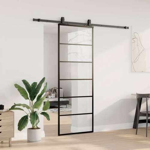 Klizna vrata s priborom crna 76 x 205 cm od ESG stakla - 5 vodoravnih šipki 76 x 205 cm (213 cm sliding rail) 1 Cijena
