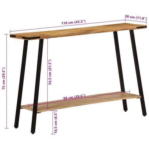 Konzolni stol 110 x 30 x 75 cm od masivnog drva manga - 110x30x75 cm 1 Cijena