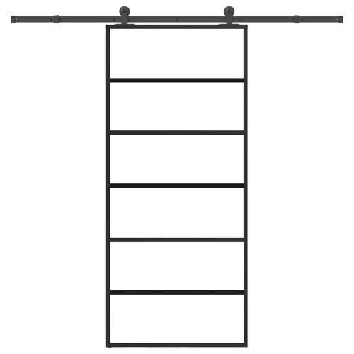 Klizna vrata s priborom 90 x 205 cm od ESG stakla i aluminija - 90 x 205 cm (213.5 cm) 1 5 vodoravnih šipki Cijena