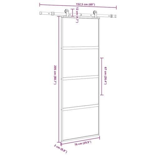 Klizna vrata s priborom 76 x 205 cm kaljeno staklo i aluminij - matt and transparent 76 x 205 cm (152.5 cm) 1 Cijena