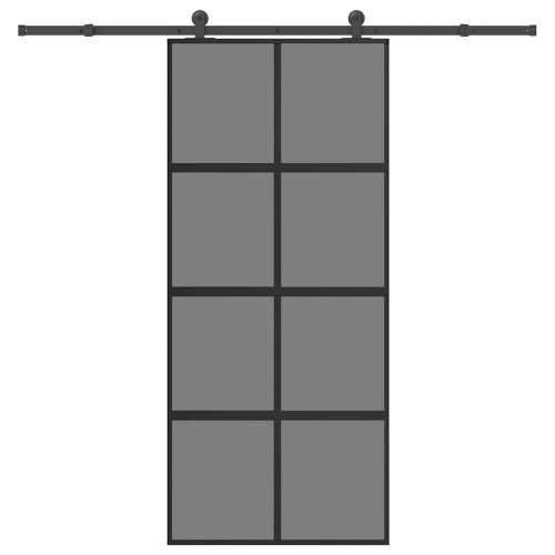 Klizna vrata s priborom 90 x 205 cm kaljeno staklo i aluminij - 90 x 205 cm (213.5 cm) 1 Tamna prozirna Cijena