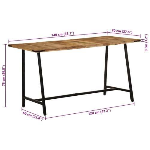 Blagovaonski stol 140 x 70 x 75 cm masivnog drvo manga - 140 x 70 x 75 cm 1 Cijena