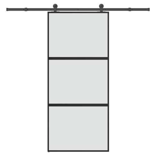 Klizna vrata s priborom 90 x 205 cm kaljeno staklo i aluminij - 90 x 205 cm (213.5 cm) 1 2 vodoravne šipke matt Cijena