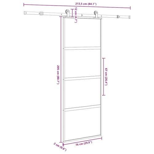 Klizna vrata s priborom 76 x 205 cm kaljeno staklo i aluminij - matt and transparent 76 x 205 cm (213.5 cm) 1 Cijena