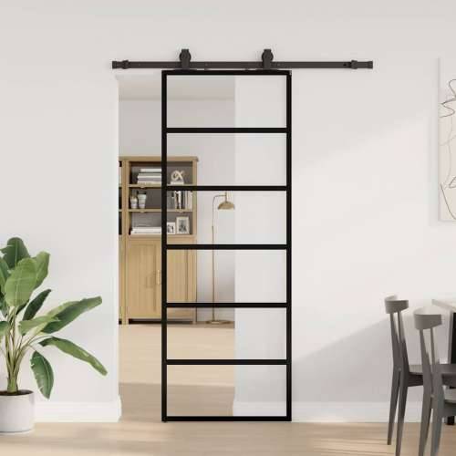 Klizna vrata s priborom crna 76 x 205 cm od ESG stakla - 5 vodoravnih šipki 76 x 205 cm (152.5 cm sliding rail) 1 Cijena