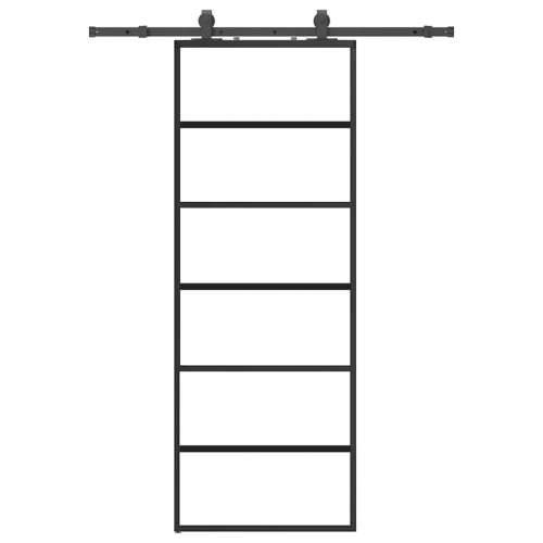 Klizna vrata s priborom crna 76 x 205 cm od ESG stakla - 5 vodoravnih šipki 76 x 205 cm (152.5 cm sliding rail) 1 Cijena