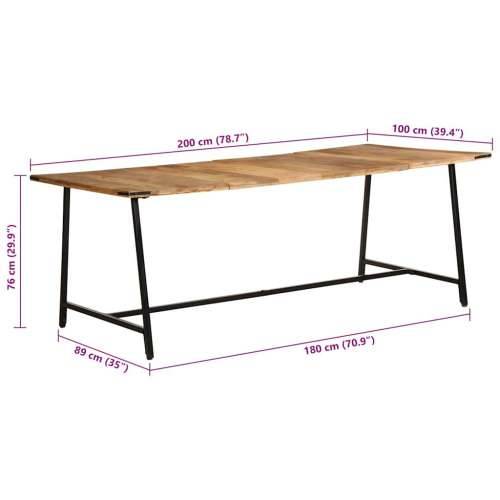 Blagovaonski stol 200x100x75 cm masivno drvo manga - 200 x 100 x 75 cm 1 Cijena
