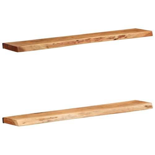 Zidne police 2 kom 100x20x3,5 cm od masivnog bagremovog drva - 100 x 20 x 3.5 cm 1 2 Cijena