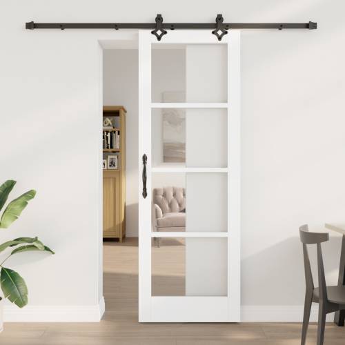 klizna vrata s opremom bijela 73.5x211 cm od čvrstog borovog drveta Cijena