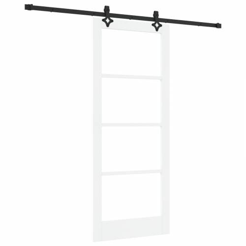 Klizna vrata s kompletnim setom Bijela 83x202 cm Čvrsta drvena borovina Cijena