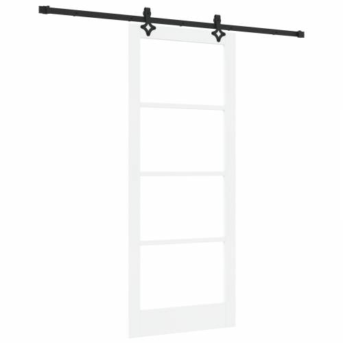 Klizna Vrata s Setom Hardvera Bijela 86x211 cm Čvrsto Drvo Bor Cijena