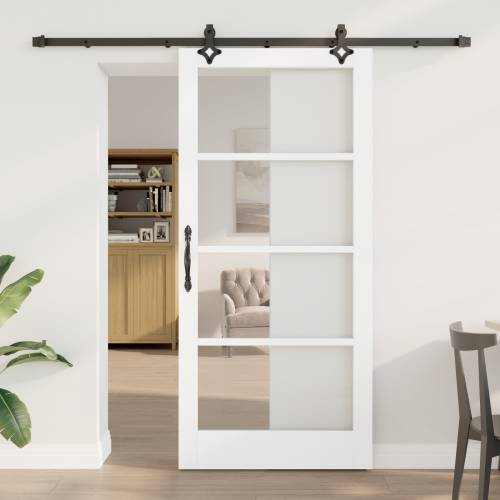 klizna vrata s hardware-om bijela 93x202 cm čvrsta drvena borovina Cijena