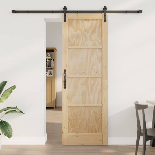 Klizna vrata s setom okova 73,5x211 cm od punog drva od bora Cijena