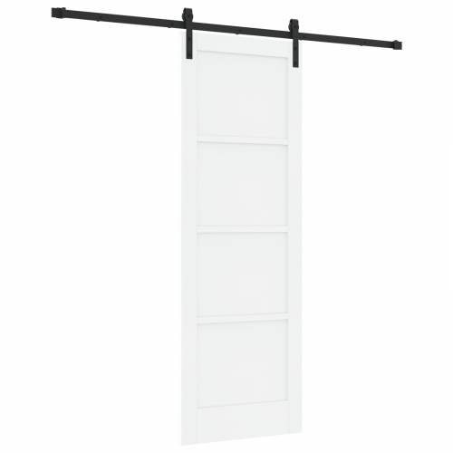 Klizna vrata s priborom bijela 73,5 x 211 cm od čvrstog borovog drva Cijena
