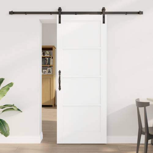 Klizna vrata s kompletnim okovima Bijela 78x202 cm Čvrsta drvena borovina Cijena