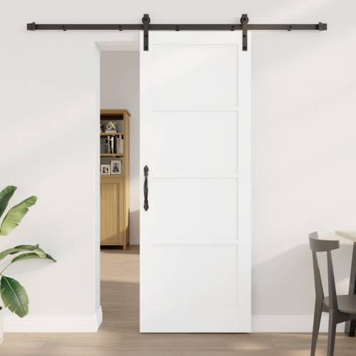 Klizna Vrata s Opremljenjem bijela 78x211 cm čvrsto borovo drvo Cijena